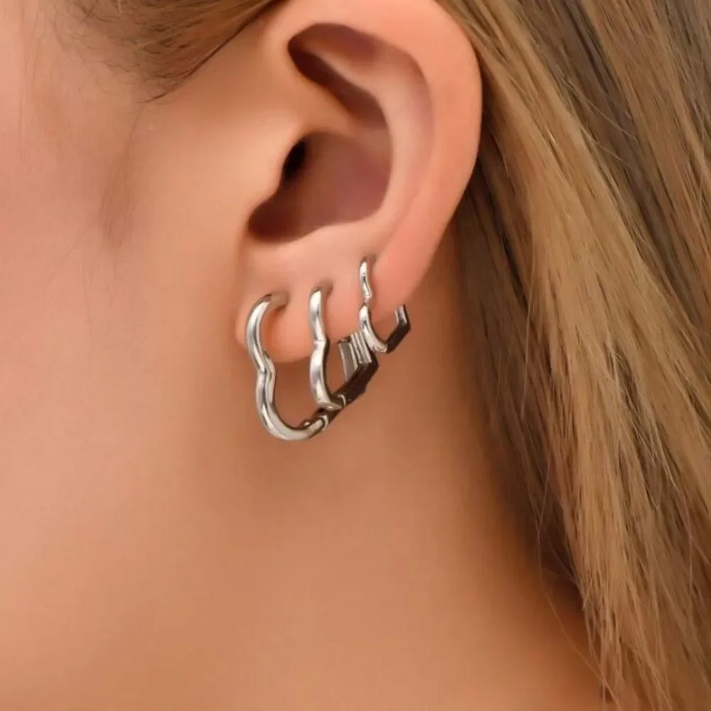 3for$20 3pcs/set Heart Design Hoop Earrings
